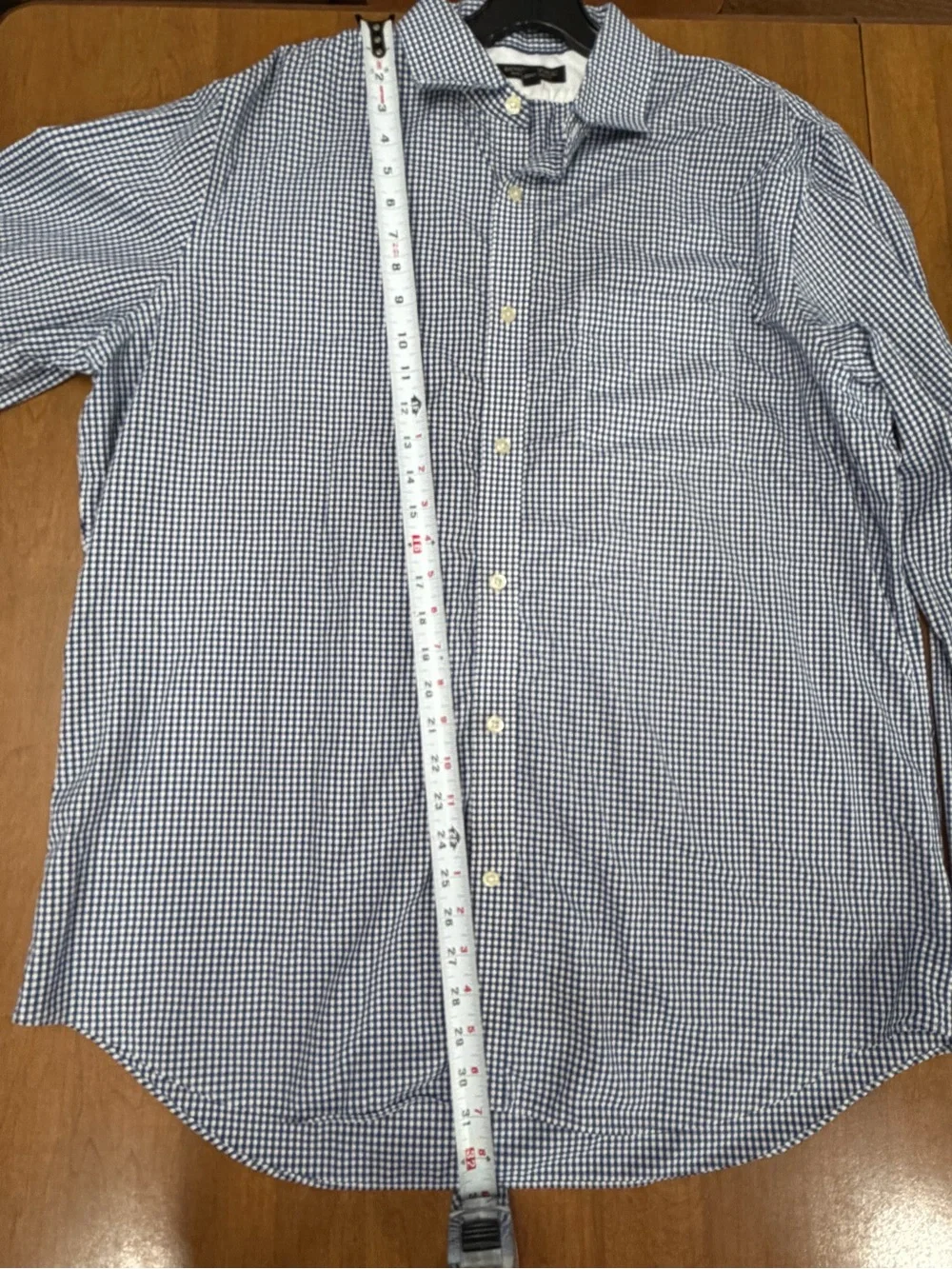 Banana Republic Navy and White Gingham Button-Up Shirt